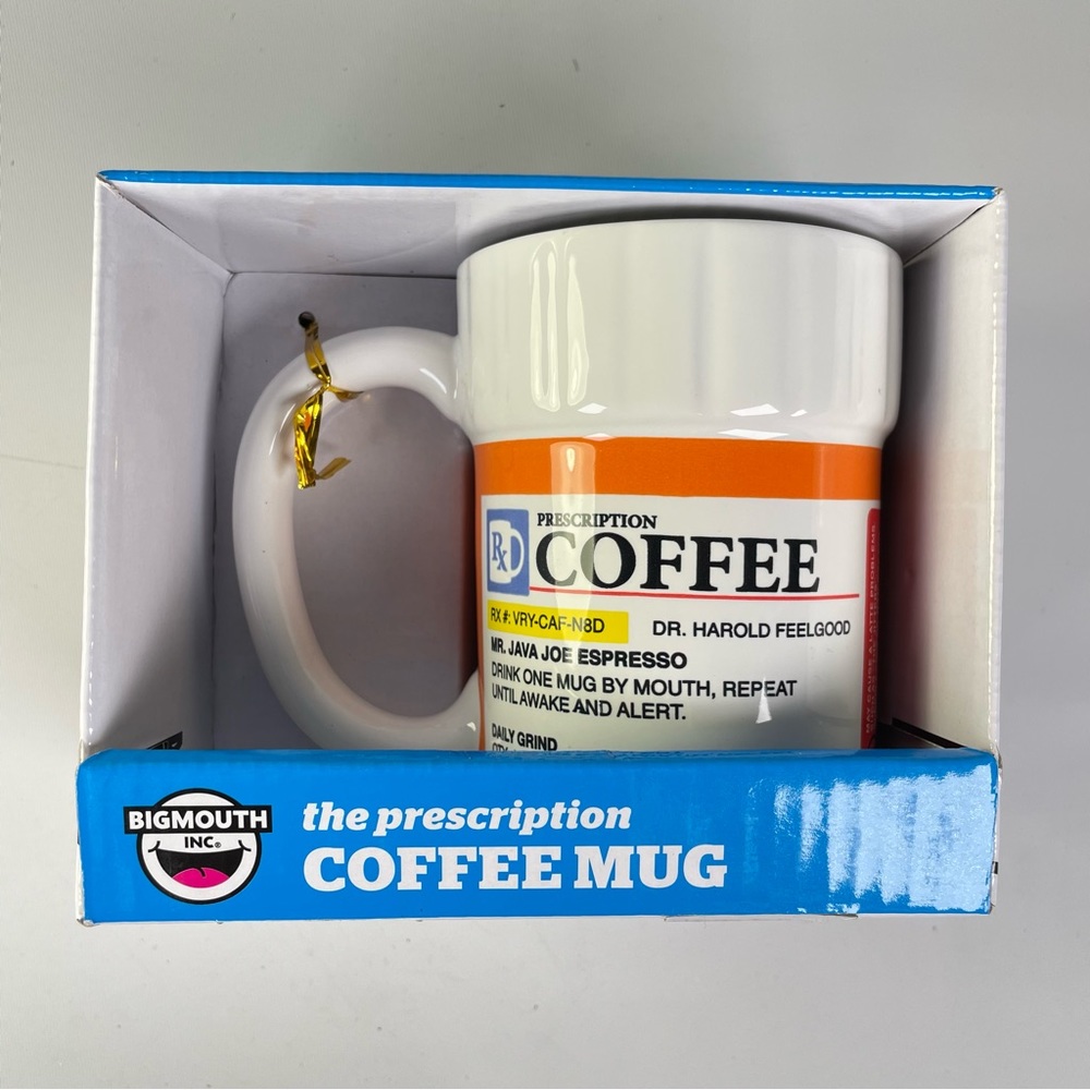 Prescription Bottle Fun Novelty Ceramic Mug with Handle 12oz NIB